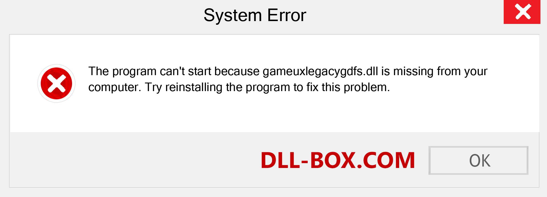  gameuxlegacygdfs.dll file is missing?. Download for Windows 7, 8, 10 - Fix  gameuxlegacygdfs dll Missing Error on Windows, photos, images